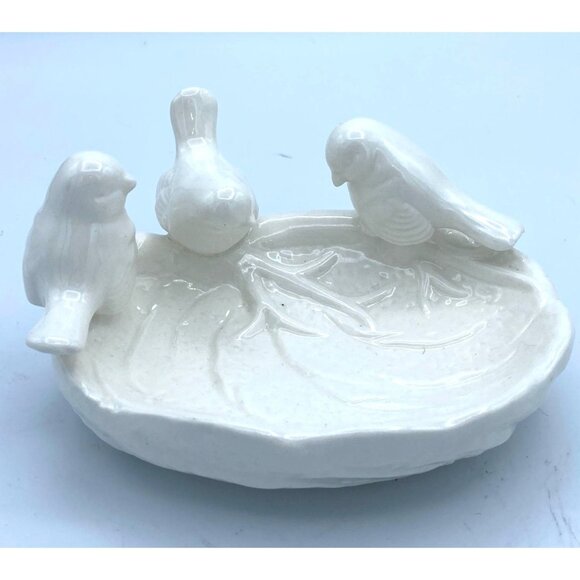 Duchess of Cambridge 3 Birds Porcelain Winter White Lattice Trinket/Candy Dish - Picture 1 of 5